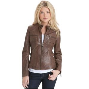 BOD & CHRISTENSEN Women’s Brown Leather Biker Moto Fitted Jacket XS Cowgirl